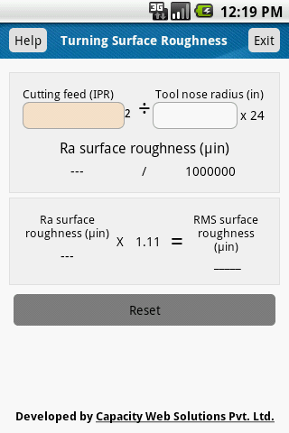 Turning Surface Roughness Calc