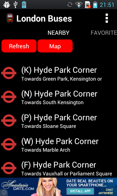 Live London Bus TFL Tracker Screen 3