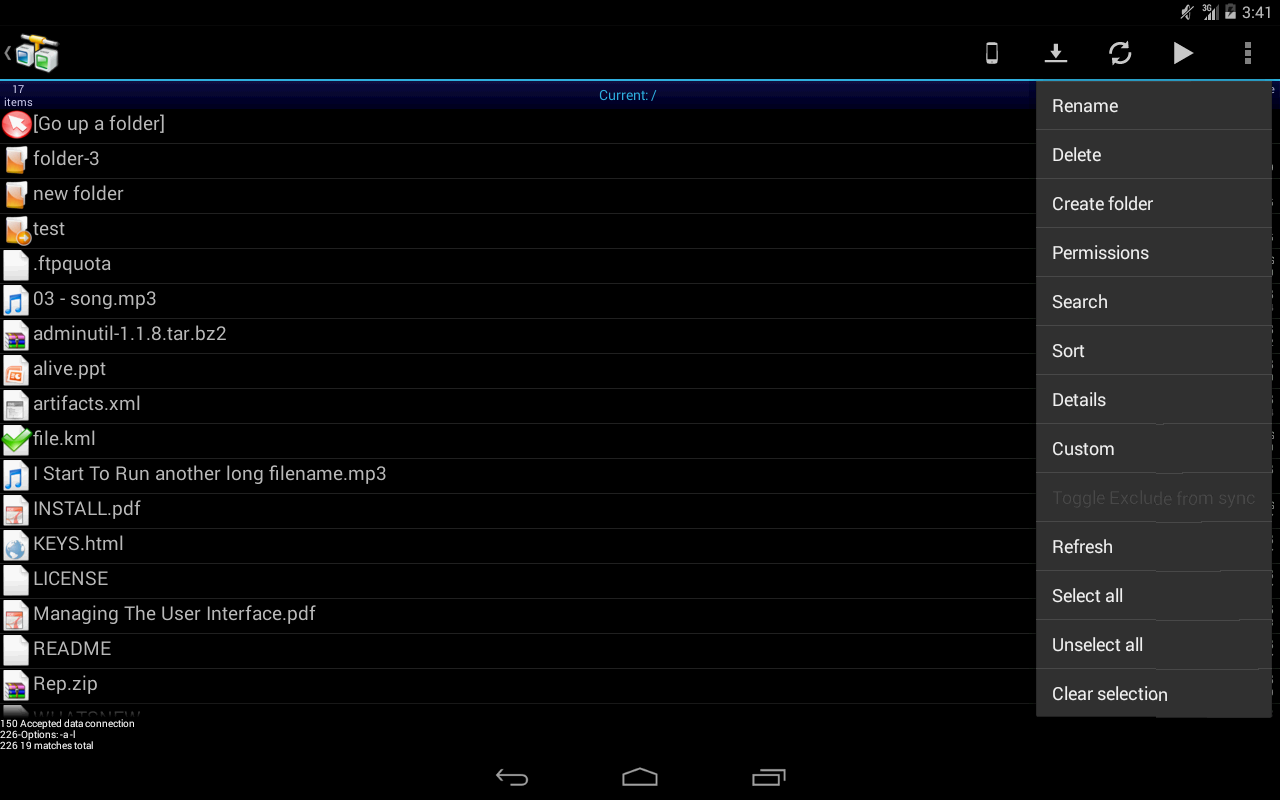    AndFTP (your FTP client)- screenshot  