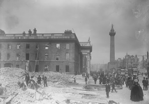 The shell of the G.P.O. on Sackville Street, Dublin after the Easter Rising