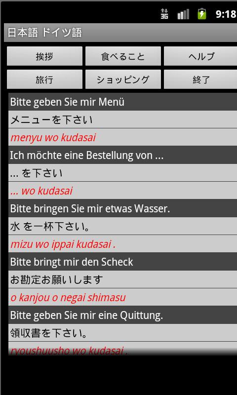 Japanese German Dictionary Screen 2