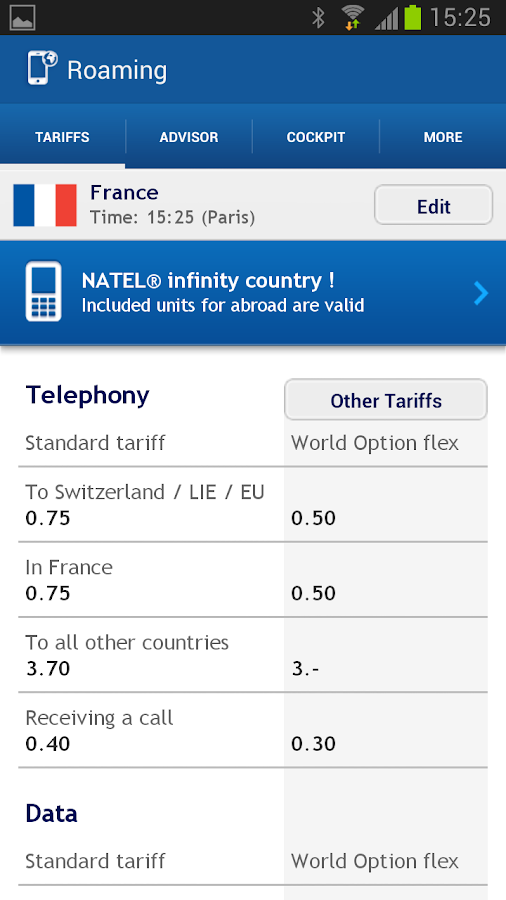 Samsung Galaxy S- Schalten Sie das Daten-Roaming ein