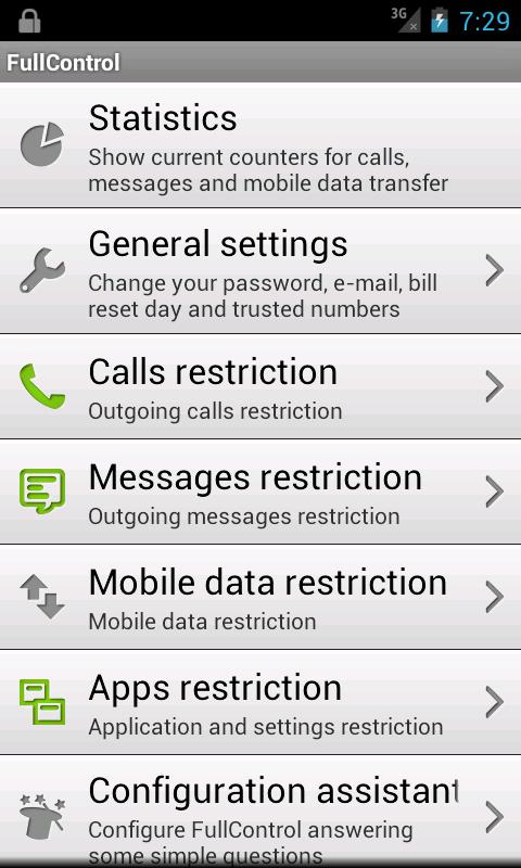 Android application FullControl screenshort