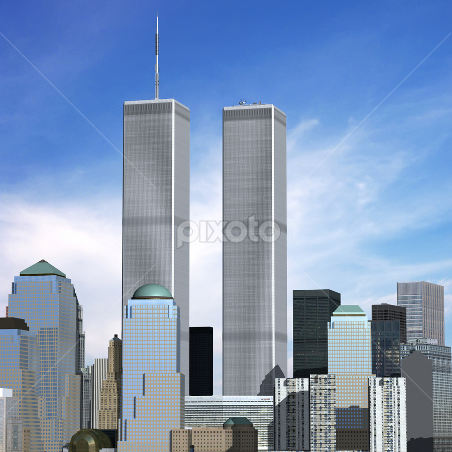 Computer Generated Twin Towers Buildings Illustration Pixoto