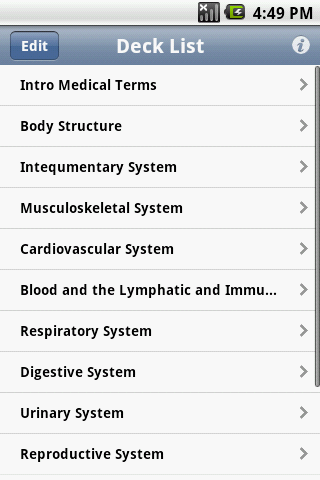 Android application Medical Terminology Flashcards screenshort