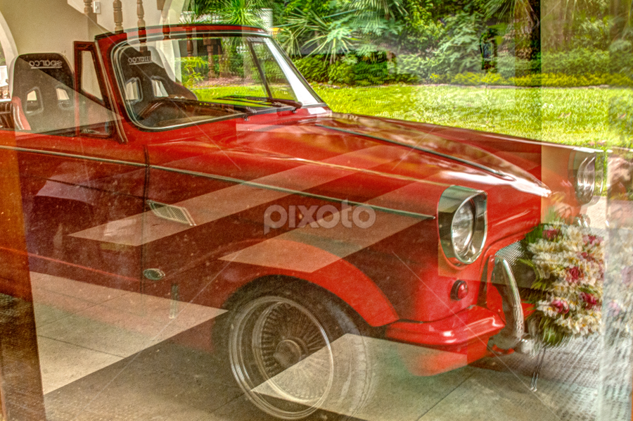 Red Wedding Car by Victor Roman - Transportation Automobiles