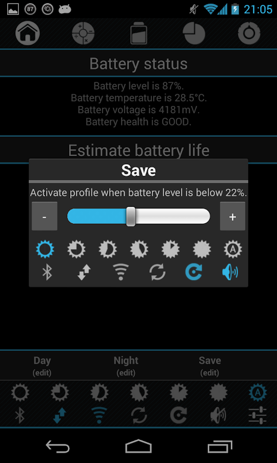 Widget di risparmio batteria - screenshot
