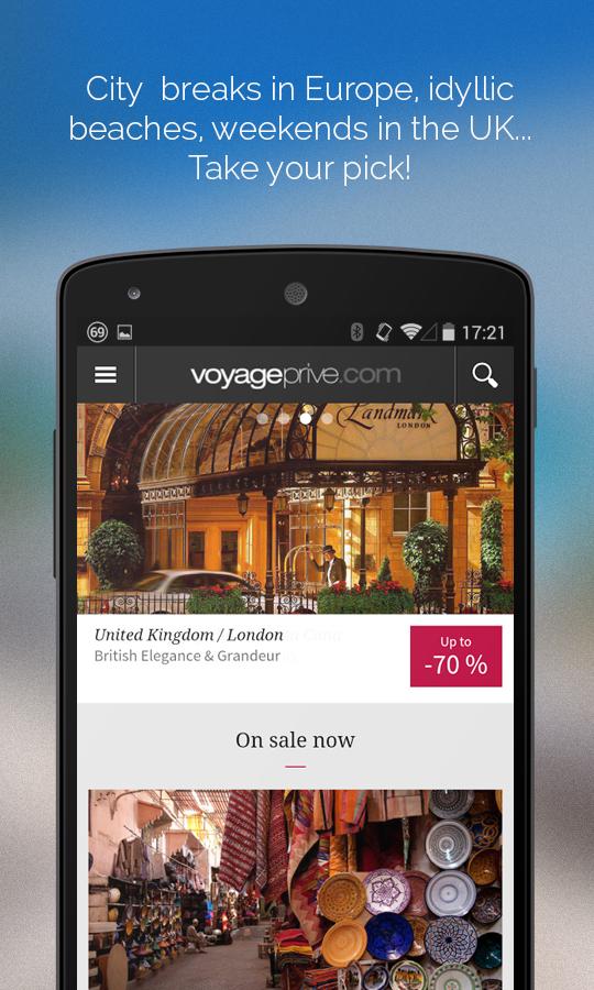 Android application Voyage Prive - Hotels & flight screenshort