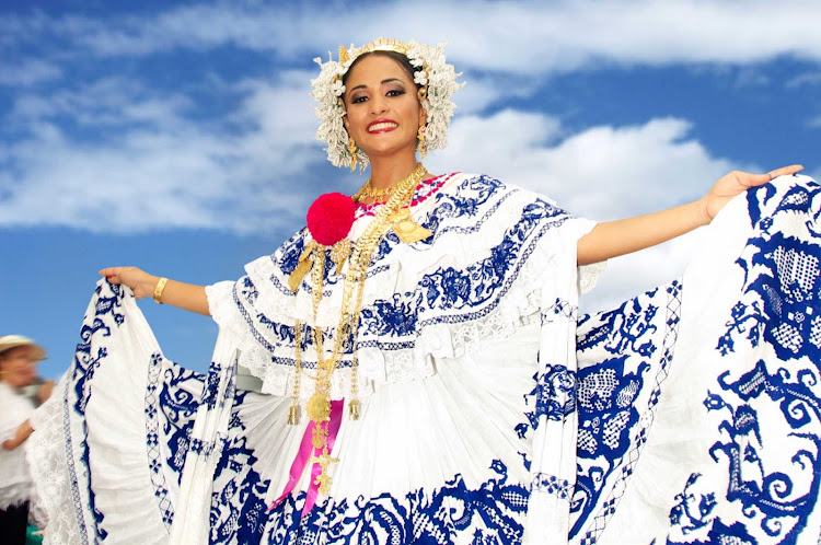 A dancer in traditional costume in Panama.