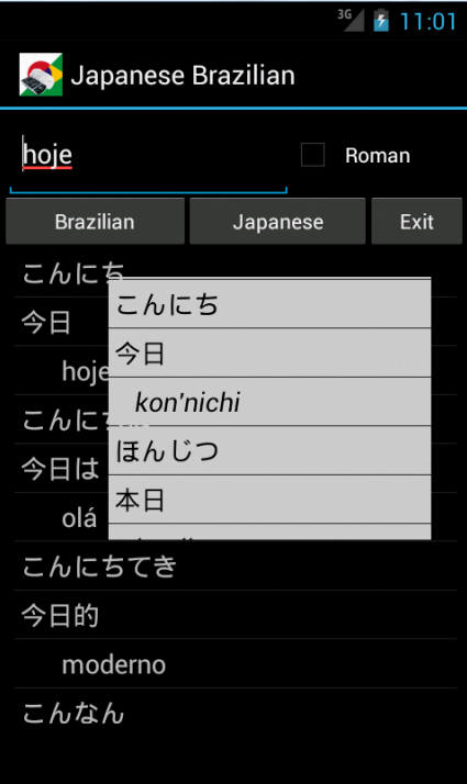 Japanese Brazilian Dictionary Screen 2