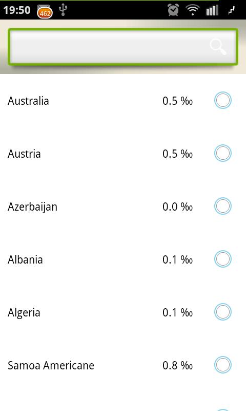 Android application Breathalyzer screenshort