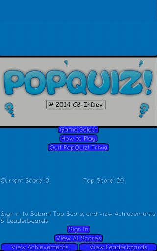 PopQuiz Trivia Game