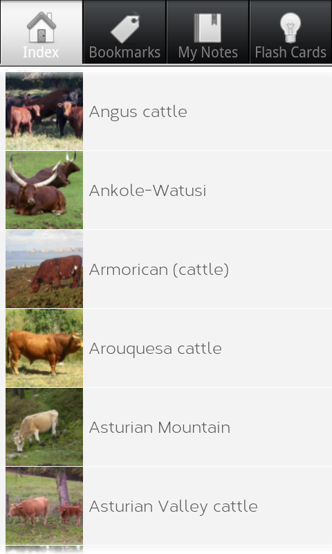 Android application Cattle Breeds: Types of Cattle screenshort