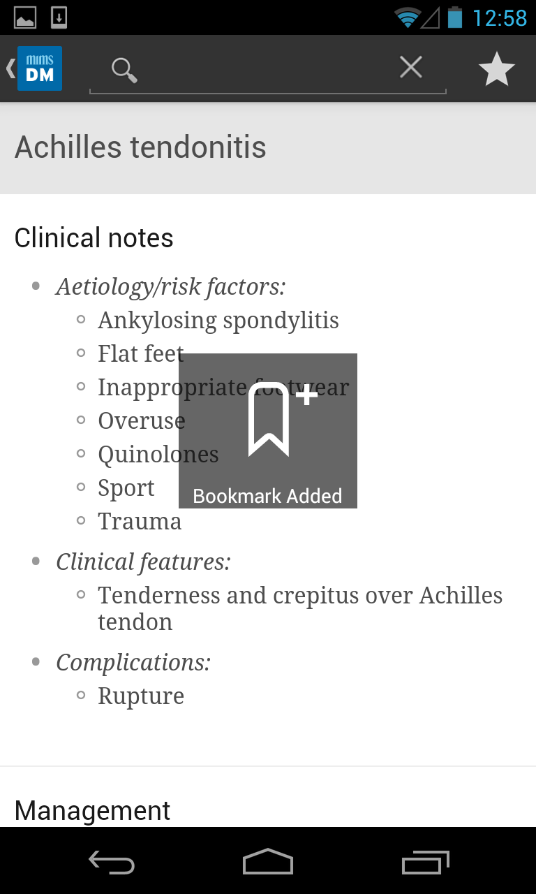 MIMS Diagnosis &amp; Management Screen 2