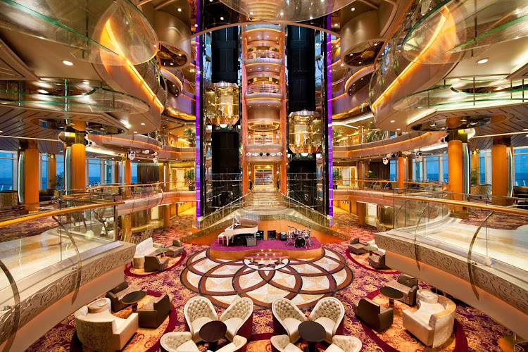 Stop by the six-deck Centrum, at the heart of Rhapsody of the Seas, for cocktails, people watching and spectacular aerial shows.