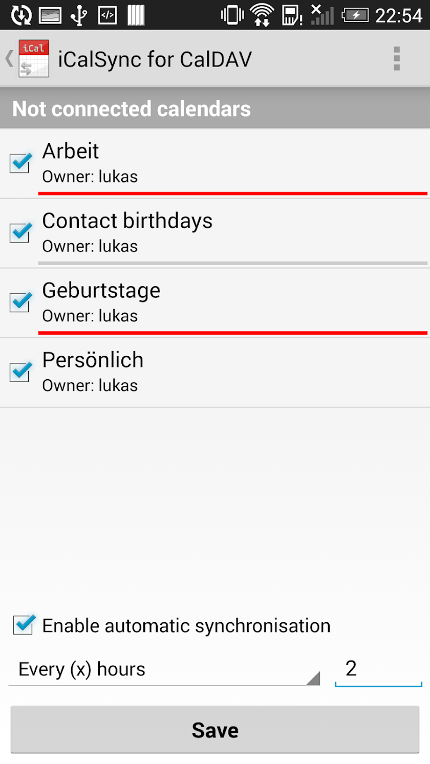 iCal Sync for CalDAV Screen 3