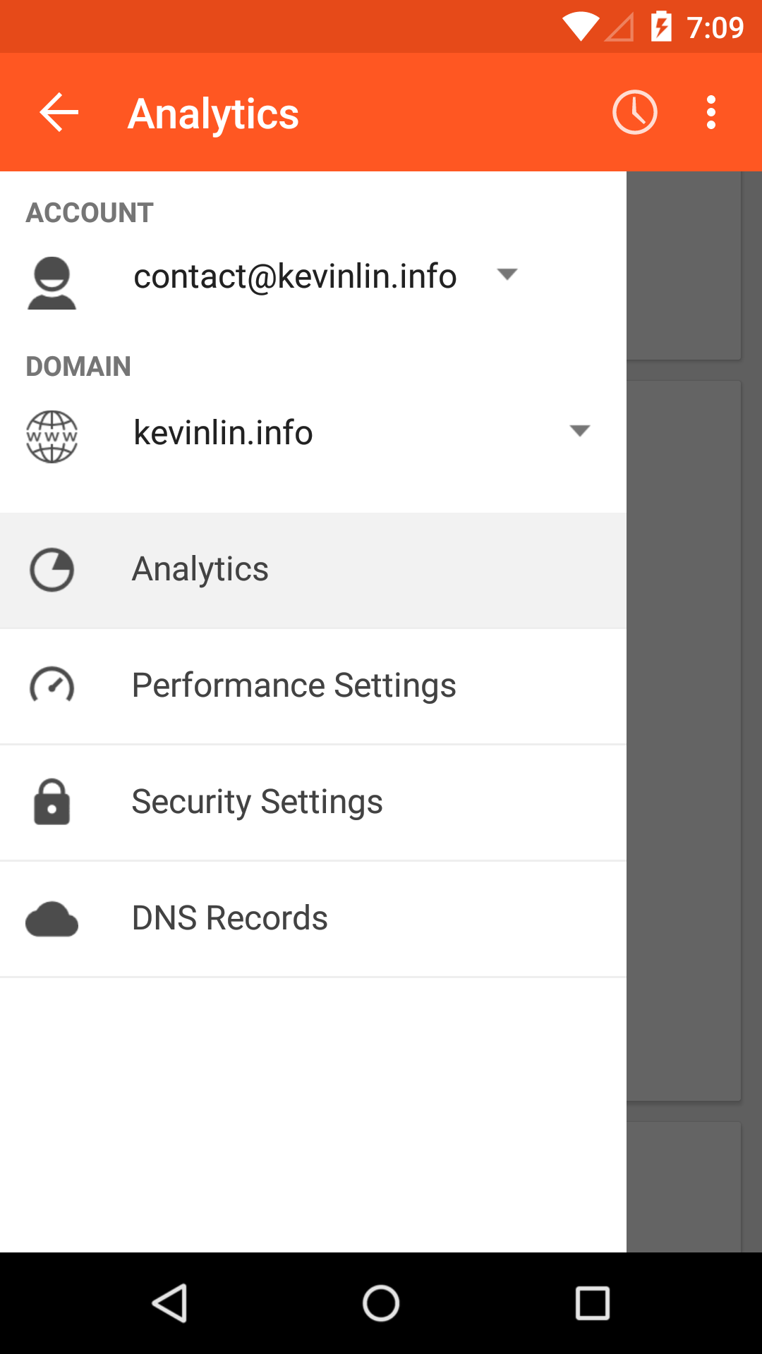 Android application Mobile Manager for CloudFlare screenshort