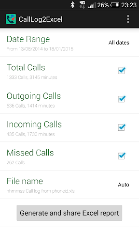 Call Log to Excel