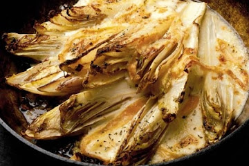 Wilted chicory with melted taleggio cheese