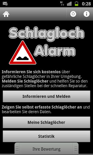 Schlagloch Alarm