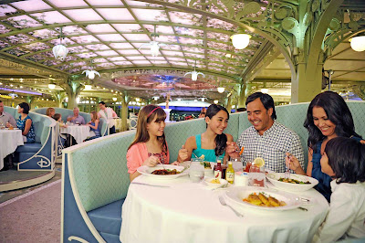 Enchanted Garden is one of three rotational main dining restaurants on the Disney Dream and Disney Fantasy. It's open for breakfast, lunch and dinner.  