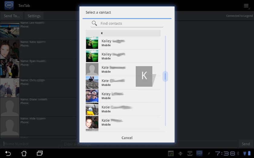 TexTab Screen 1