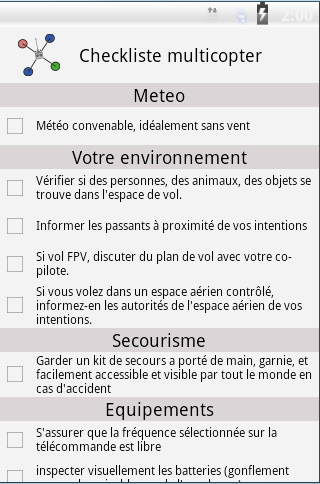 Checklist multirotor