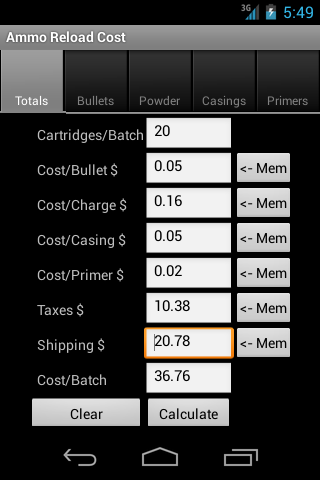 Ammo Reload Cost