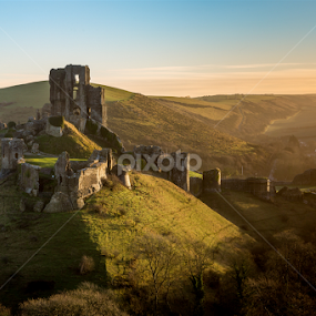 Sunrise over Corfe Castle by Kevin Standage - Buildings & Architecture Public & Historical