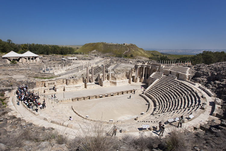 Magnificently preserved Roman amphitheater in Beit Shean, Israel 