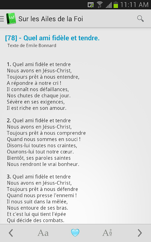 Android application Sur les Ailes de la Foi screenshort