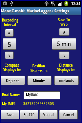 MarineLoggerPlus Screen 2