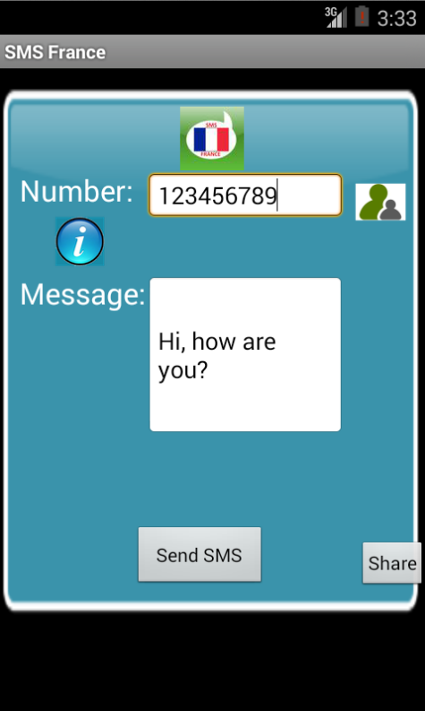 Android application Free SMS France screenshort