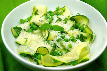 Zucchini and Pea Salad with Parmesan Reggiano and Fresh Basil