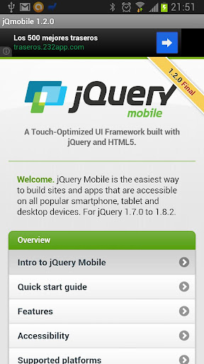 jQuery mobile 1.2.0 Demos docs