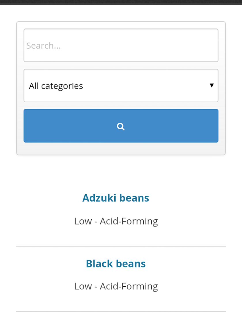 Acid Alkaline Food Guide Screen 3