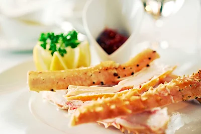 A seafood dish prepared at Amphora Restaurant aboard Wind Star.