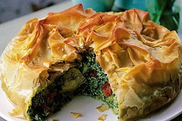 Spinach & artichoke filo pie