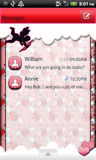 GO SMS THEME ValentinesDay4U3