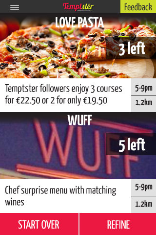 Temptster: last minute dining