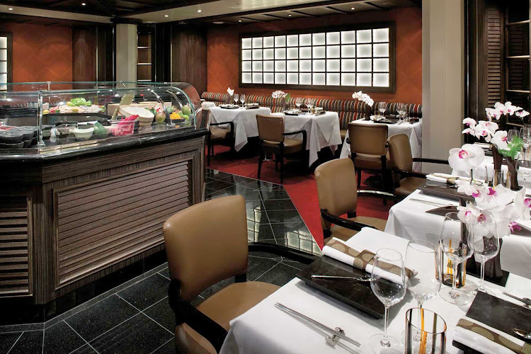 Dine on Asian fusion dishes while watching the chefs prepare sushi and sashimi at Silver Spirit's Seishin Restaurant.