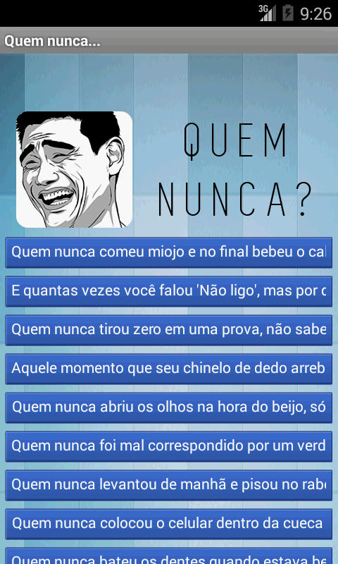 Android application Quem nunca? - Frases screenshort