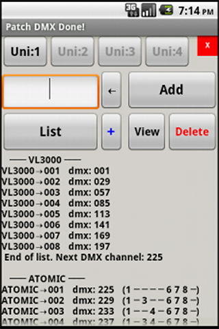 Patch DMX List en