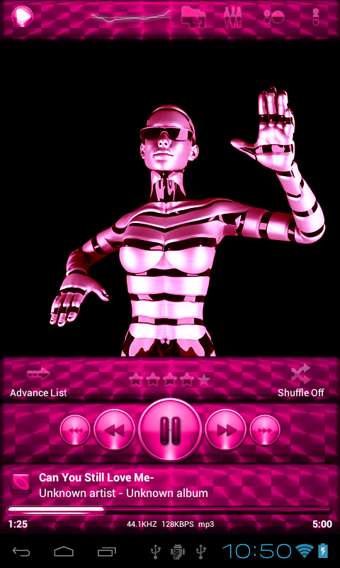 Android application Poweramp Skin PINK BRUSHED screenshort