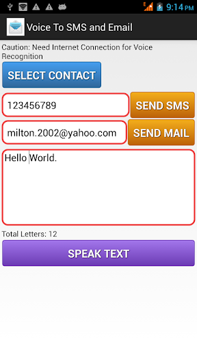 Voice To SMS and Email