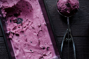 Roasted Blueberry Crème Fraîche Ice Cream