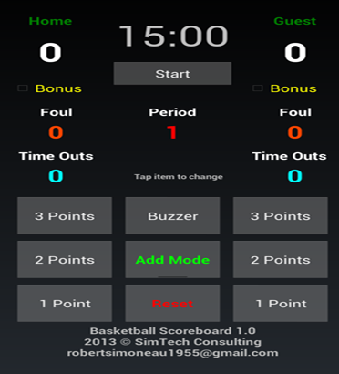 Basketball Scoreboard Tablet