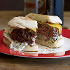 Beef Burger Recipe : Portobello Mushroom Beef Burger Recipe | Armstrong Cheese / 800g of beef mince, 1 small onion, finely diced, 2 garlic cloves, crushed, 2 tbsp of worcestershire sauce, 2 tbsp of anchovy sauce, 2 tbsp of parsley, chopped, salt, pepper, oil, 6 maris piper potatoes, peeled, 65g of stilton, crumbled, 25g of butter, 25g of plain flour, 110ml of ale, 65g of cheddar.