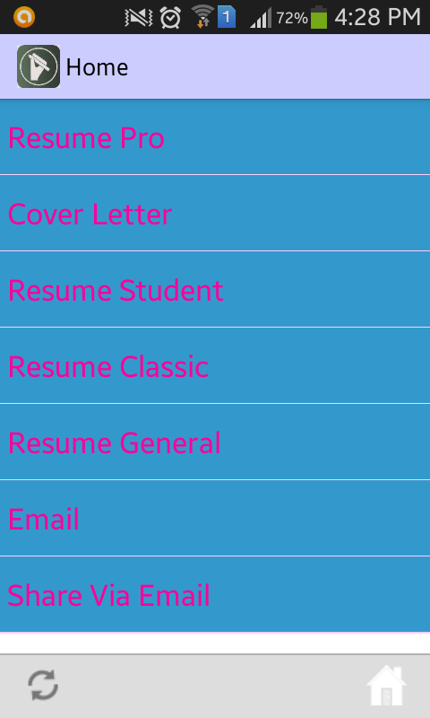 Resume Pro. Screen 1