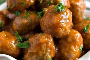 Turkey Cocktail Meatballs with Apple Mustard Glaze